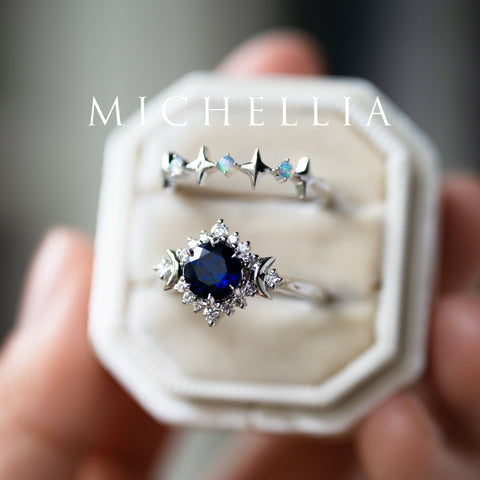 [Selene] Moon Goddess Engagement Ring in Blue Sapphire Women's Ring michelliafinejewelry   