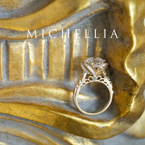 [Eliora] Vintage Regency Floral Engagement Ring with 2ct Lab Diamond, 18K Yellow Gold - One of A Kind Women's Ring michelliafinejewelry   