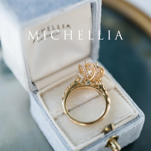 [Eliora] Vintage Regency Floral Engagement Ring with 2ct Lab Diamond, 18K Yellow Gold - One of A Kind Women's Ring michelliafinejewelry   