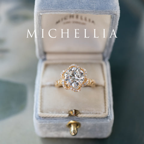 [Eliora] Vintage Regency Floral Engagement Ring with 2ct Lab Diamond, 18K Yellow Gold - One of A Kind Women's Ring michelliafinejewelry   