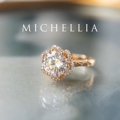 [Eliora] Vintage Regency Floral Engagement Ring with 2ct Lab Diamond, 18K Yellow Gold - One of A Kind Women's Ring michelliafinejewelry   