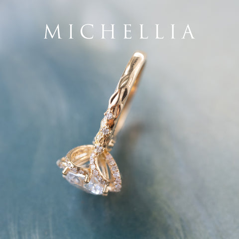 [Eliora] Vintage Regency Floral Engagement Ring with 2ct Lab Diamond, 18K Yellow Gold - One of A Kind Women's Ring michelliafinejewelry   