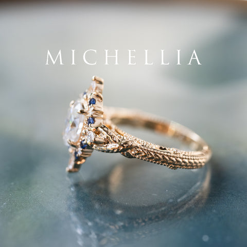 [Henrietta] Regency Custom Engagement Ring with Diamond, Moissanite & Sapphire - One of A Kind Women's Ring michelliafinejewelry   