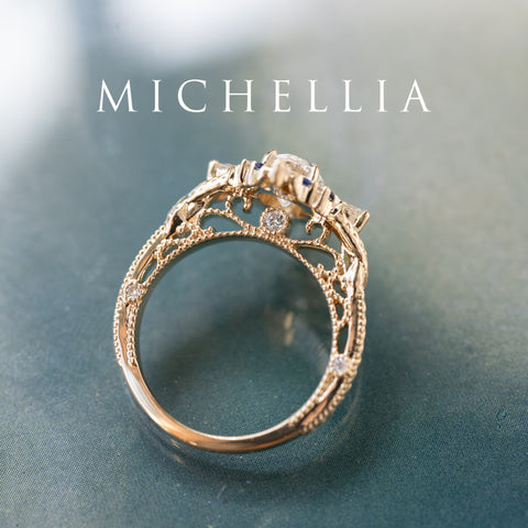 [Henrietta] Regency Custom Engagement Ring with Diamond, Moissanite & Sapphire - One of A Kind Women's Ring michelliafinejewelry   