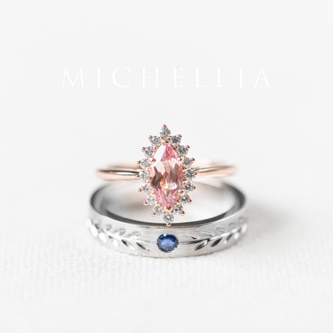 [Helena] Vintage Bloom Halo Marquise Engagement Ring in Diamond / Moissanite Women's Ring michelliafinejewelry   