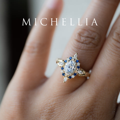 [Henrietta] Regency Custom Engagement Ring with Diamond, Moissanite & Sapphire - One of A Kind Women's Ring michelliafinejewelry   