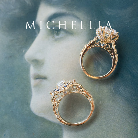 [Henrietta] Regency Custom Engagement Ring with Diamond, Moissanite & Sapphire - One of A Kind Women's Ring michelliafinejewelry   