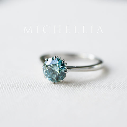 [Victoria] IGI Certified 1.29ct Mermaid Teal Blue Diamond Solitaire Engagement Ring, Platinum, One-of-A-Kind & Ready-to-Ship Women's Ring michelliafinejewelry
