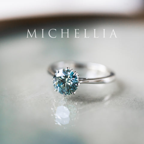 [Victoria] IGI Certified 1.29ct Mermaid Teal Blue Diamond Solitaire Engagement Ring, Platinum, One-of-A-Kind & Ready-to-Ship Women's Ring michelliafinejewelry