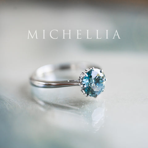 [Victoria] IGI Certified 1.29ct Mermaid Teal Blue Diamond Solitaire Engagement Ring, Platinum, One-of-A-Kind & Ready-to-Ship Women's Ring michelliafinejewelry