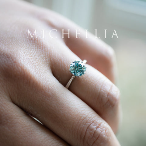 [Victoria] IGI Certified 1.29ct Mermaid Teal Blue Diamond Solitaire Engagement Ring, Platinum, One-of-A-Kind & Ready-to-Ship Women's Ring michelliafinejewelry