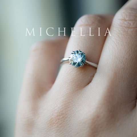 [Victoria] IGI Certified 1.29ct Mermaid Teal Blue Diamond Solitaire Engagement Ring, Platinum, One-of-A-Kind & Ready-to-Ship Women's Ring michelliafinejewelry