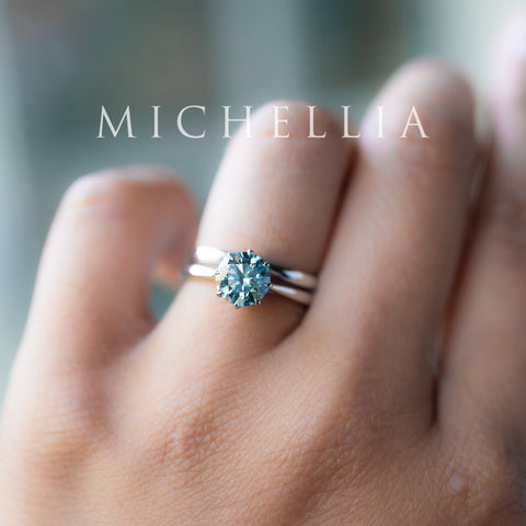 [Victoria] IGI Certified 1.29ct Mermaid Teal Blue Diamond Solitaire Engagement Ring, Platinum, One-of-A-Kind & Ready-to-Ship Women's Ring michelliafinejewelry