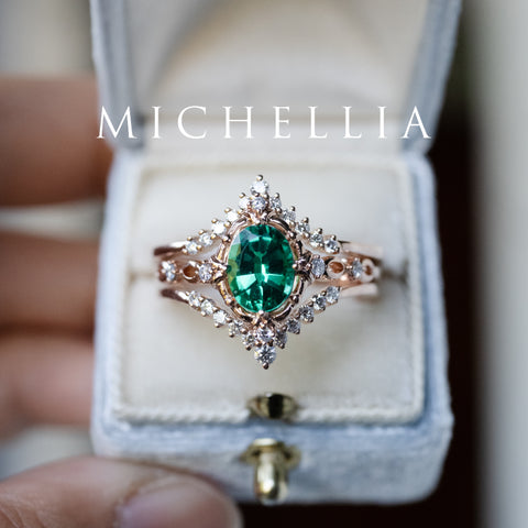 [Anastasia] Victorian Heirloom Oval Cut Ring in Lab Emerald Women's Ring michelliafinejewelry   