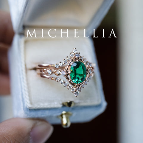 [Anastasia] Victorian Heirloom Oval Cut Ring in Lab Emerald Women's Ring michelliafinejewelry