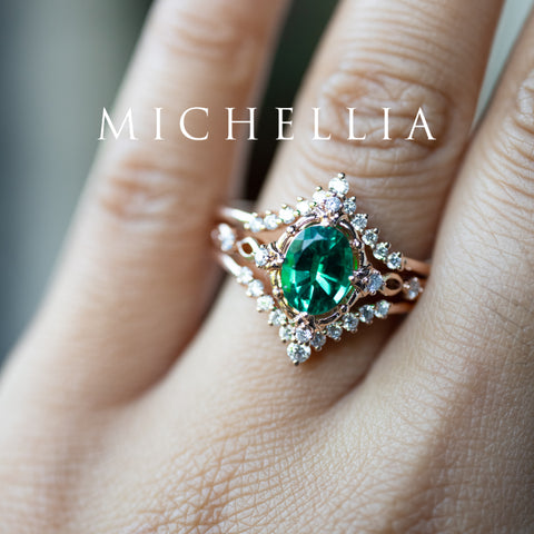 [Anastasia] Victorian Heirloom Oval Cut Ring in Lab Emerald Women's Ring michelliafinejewelry