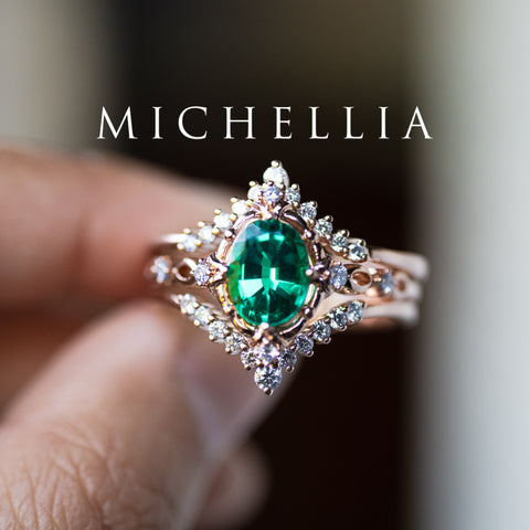 [Anastasia] Victorian Heirloom Oval Cut Ring in Lab Emerald Women's Ring michelliafinejewelry