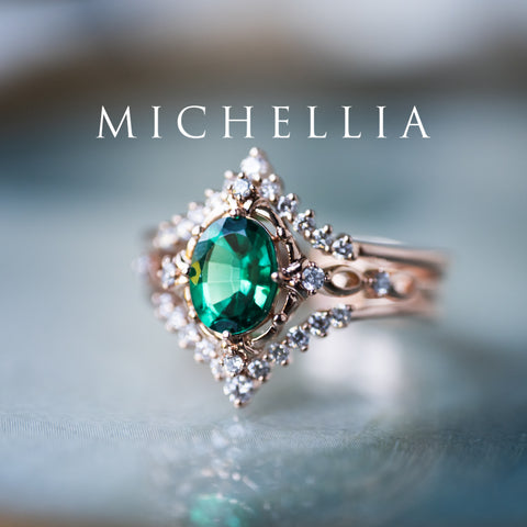 [Anastasia] Victorian Heirloom Oval Cut Ring in Lab Emerald Women's Ring michelliafinejewelry   