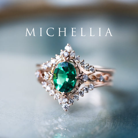 [Anastasia] Victorian Heirloom Oval Cut Ring in Lab Emerald Women's Ring michelliafinejewelry