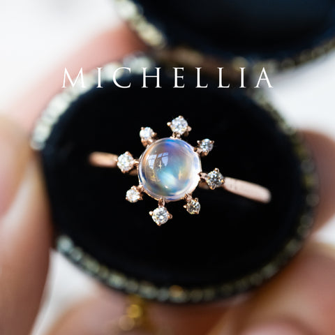 Aurora Northern Light Rainbow Moonstone Engagement Ring