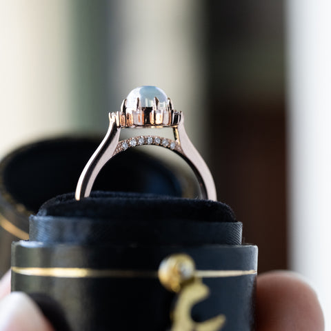 [Aurora] Northern Light Rainbow Moonstone Engagement Ring, 14K Rose Gold - One of A Kind & Ready-to-Ship Women's Ring michelliafinejewelry   