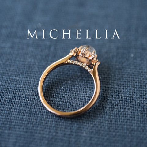 [Aurora] Northern Light Rainbow Moonstone Engagement Ring, 14K Rose Gold - One of A Kind & Ready-to-Ship Women's Ring michelliafinejewelry   