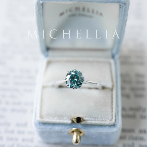 [Victoria] IGI Certified 1.29ct Mermaid Teal Blue Diamond Solitaire Engagement Ring, Platinum, One-of-A-Kind & Ready-to-Ship Women's Ring michelliafinejewelry
