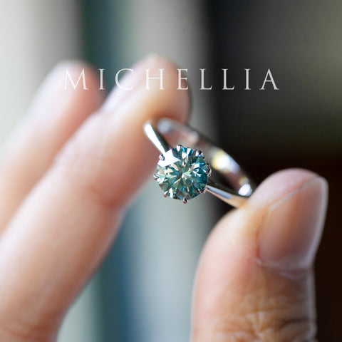 [Victoria] IGI Certified 1.29ct Mermaid Teal Blue Diamond Solitaire Engagement Ring, Platinum, One-of-A-Kind & Ready-to-Ship Women's Ring michelliafinejewelry