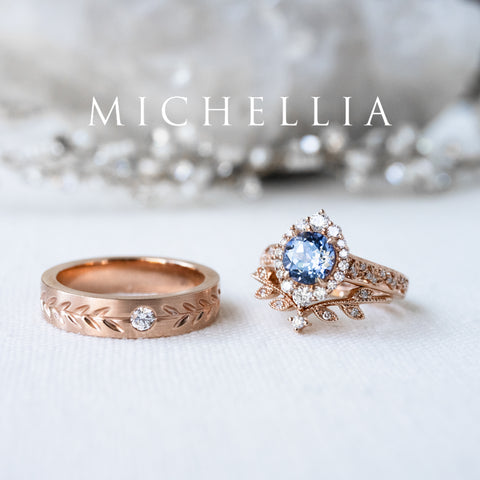 [Juniper] Unisex Gemstone Laurel Leaf Band in Diamond Men's Band Michellia Fine Jewelry   