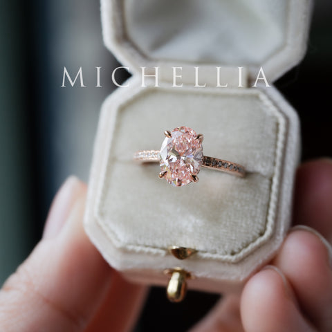 [Elaine] IGI Certified 2.0ct Fancy Pink Diamond Oval Solitaire Engagement Ring, One-of-A-Kind Women's Ring michelliafinejewelry