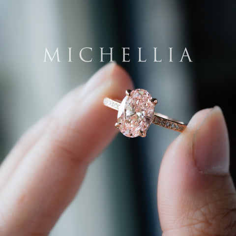 [Elaine] IGI Certified 2.0ct Fancy Pink Diamond Oval Solitaire Engagement Ring, One-of-A-Kind Women's Ring michelliafinejewelry