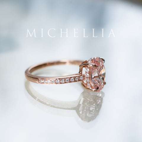 [Elaine] IGI Certified 2.0ct Fancy Pink Diamond Oval Solitaire Engagement Ring, One-of-A-Kind Women's Ring michelliafinejewelry