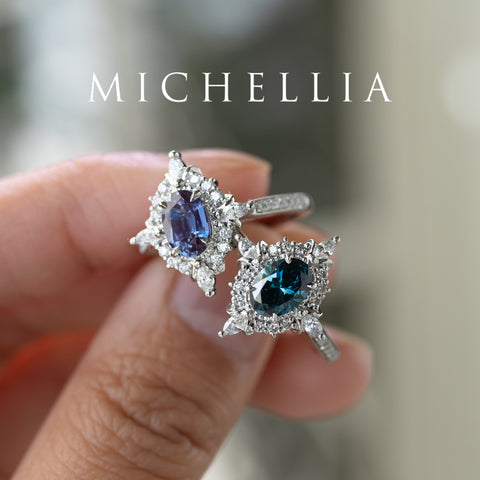 [Alessandra] IGI certified Teal Blue Diamond Engagement Ring, 14K White Gold - One of A Kind & Ready-to-Ship Women's Ring michelliafinejewelry   