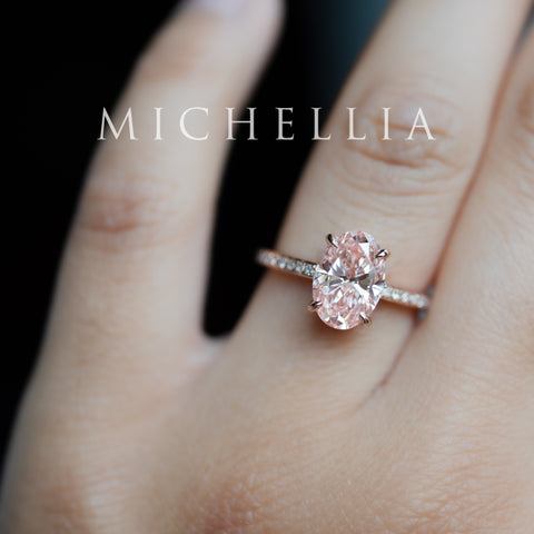 [Elaine] IGI Certified 2.0ct Fancy Pink Diamond Oval Solitaire Engagement Ring, One-of-A-Kind Women's Ring michelliafinejewelry