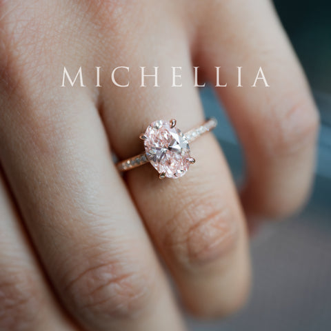 [Elaine] IGI Certified 2.0ct Fancy Pink Diamond Oval Solitaire Engagement Ring, One-of-A-Kind Women's Ring michelliafinejewelry