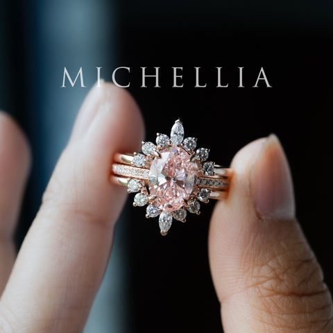 [Elaine] IGI Certified 2.0ct Fancy Pink Diamond Oval Solitaire Engagement Ring, One-of-A-Kind Women's Ring michelliafinejewelry