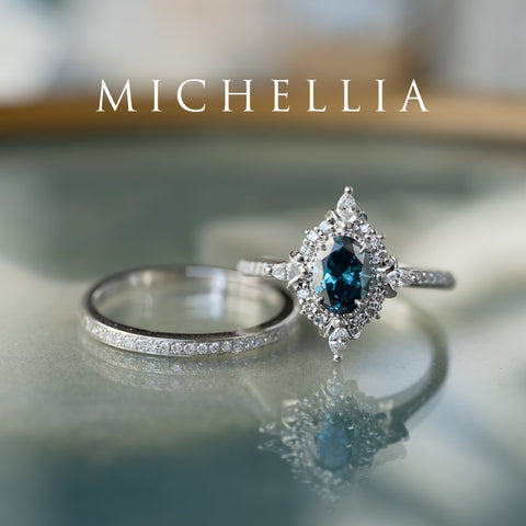 [Alessandra] IGI certified Teal Blue Diamond Engagement Ring, 14K White Gold - One of A Kind & Ready-to-Ship Women's Ring michelliafinejewelry   