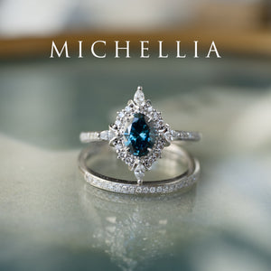 [Alessandra] IGI certified Teal Blue Diamond Engagement Ring, 14K White Gold - One of A Kind & Ready-to-Ship Women's Ring michelliafinejewelry   