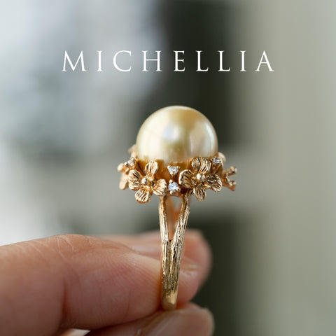 [Elowen] Golden Meadow South Sea Pearl Ring, 14K Yellow Gold - One of A Kind & Ready-to-Ship Women's Ring michelliafinejewelry   