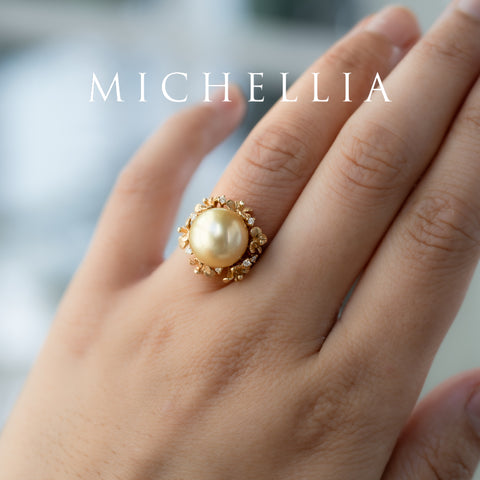 [Elowen] Golden Meadow South Sea Pearl Ring, 14K Yellow Gold - One of A Kind & Ready-to-Ship Women's Ring michelliafinejewelry   