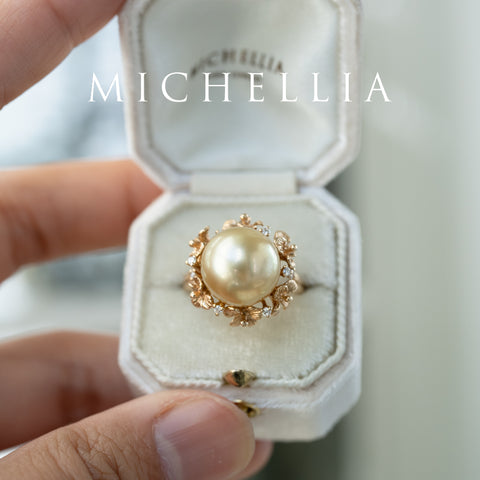 [Elowen] Golden Meadow South Sea Pearl Ring, 14K Yellow Gold - One of A Kind & Ready-to-Ship Women's Ring michelliafinejewelry   