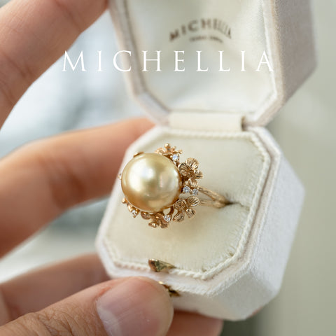 [Elowen] Golden Meadow South Sea Pearl Ring, 14K Yellow Gold - One of A Kind & Ready-to-Ship Women's Ring michelliafinejewelry   