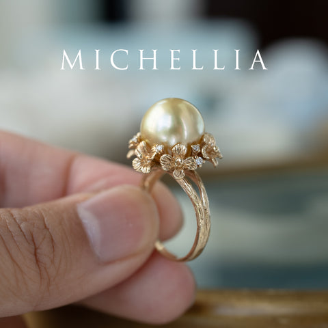 [Elowen] Golden Meadow South Sea Pearl Ring, 14K Yellow Gold - One of A Kind & Ready-to-Ship Women's Ring michelliafinejewelry   