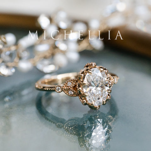 [Evanthe] IGI Certified 1.6 ct Oval Brilliant Diamond Vintage Floral Engagement Ring, One of A Kind & Ready-to-Ship Women's Ring michelliafinejewelry