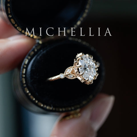 [Evanthe] IGI Certified 1.6 ct Oval Brilliant Diamond Vintage Floral Engagement Ring, One of A Kind & Ready-to-Ship Women's Ring michelliafinejewelry