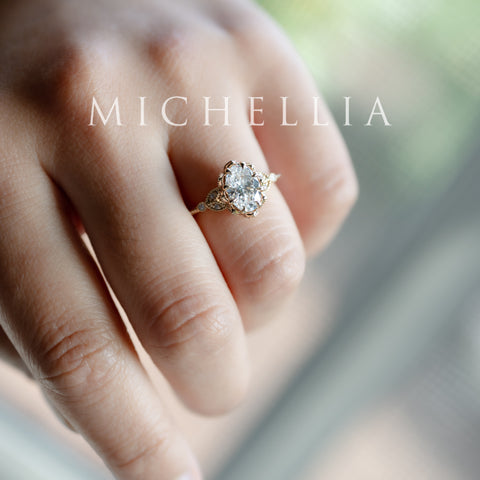 [Evanthe] IGI Certified 1.6 ct Oval Brilliant Diamond Vintage Floral Engagement Ring, One of A Kind & Ready-to-Ship Women's Ring michelliafinejewelry