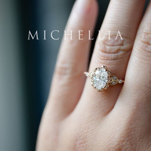 [Evanthe] IGI Certified 1.6 ct Oval Brilliant Diamond Vintage Floral Engagement Ring, One of A Kind & Ready-to-Ship Women's Ring michelliafinejewelry
