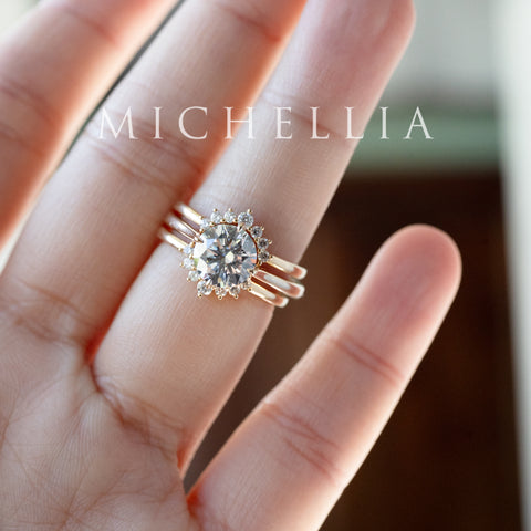 [Marguerite] Victorian Lace Solitaire Engagement Ring in Diamond / Moissanite