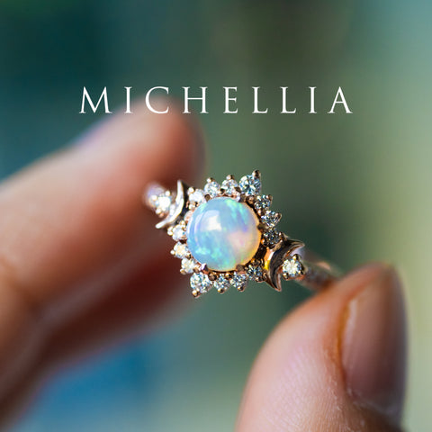 [Selene] Moon Goddess Engagement Ring in Australian Opal Women's Ring michelliafinejewelry   