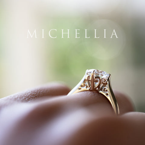 [Marguerite] Victorian Lace Solitaire Engagement Ring in Diamond / Moissanite Women's Ring michelliafinejewelry